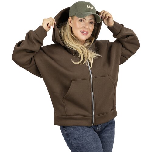 Pri Warm women's sweatshirt one-color basic with hood BROOKLYN Cene