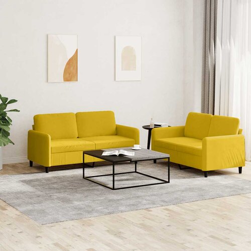  2-dijelni set sofa žuti bar&amp;scaron;unasti Slike