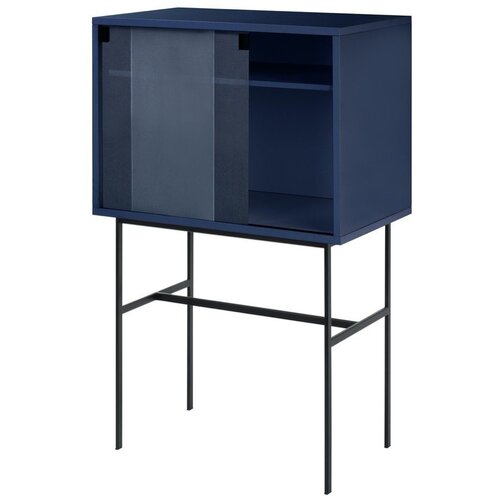 noo.ma Tamno plava vitrina s kliznim vratima 70x109x40 cm Lekko &ndash; Cijene