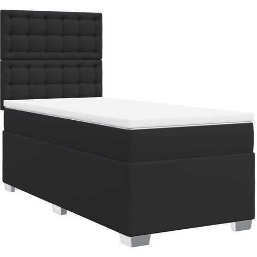  Krevet box spring s madracem crni za jednu osobu umjetna koža Slike