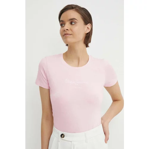 PepeJeans Kratka majica NEW VIRGINIA SS N ženska, roza barva, PL505202