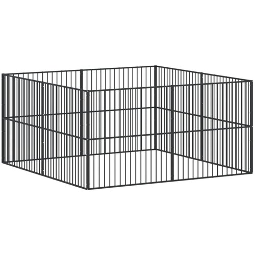 VidaXL Pasja ograda 8 panelov črno pocinkano jeklo - - črna - 22.8 - 200 x 200 x 100 cm - 2025- Slike