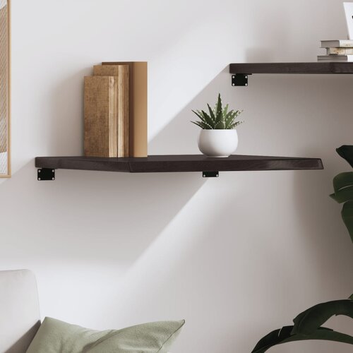  Zidna polica tamnosmeđa 60x60x(2-4) cm od obrađene hrastovine Slike