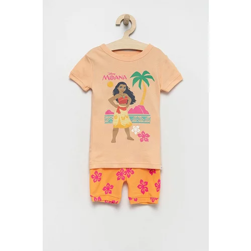 GAP Otroška bombažna pižama oranžna barva