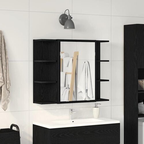  Ogledalo ormar Crni hrast 80 x 20,5 x 64 cm Konstruirano drvo Cijene