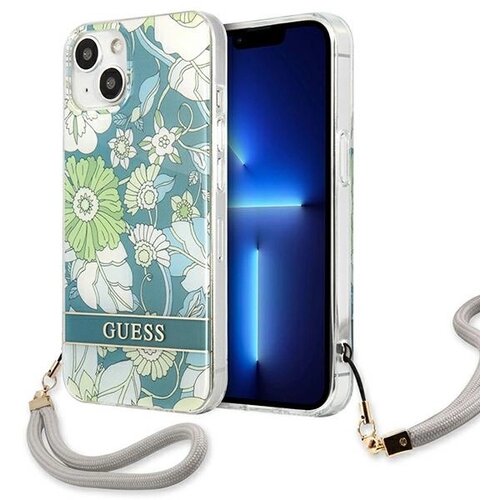 Guess OVITEK HARDCASE ZA IPHONE 13 MINI 5.4 GREEN FLOWER STRAP, (21833622) Cene