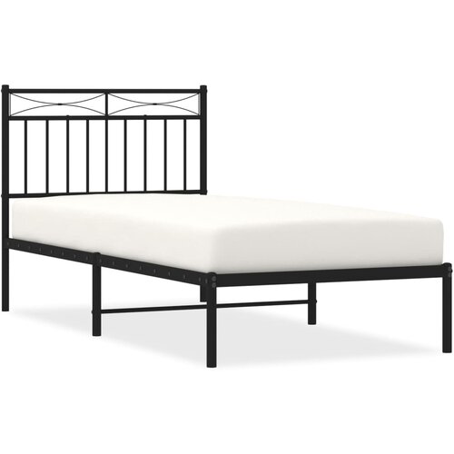 Maison Chic Kovinski Posteljni okvir - Enojna postelja - Postelja za odrasle z vzglavjem črn 90x200 cm, (21694005) Slike