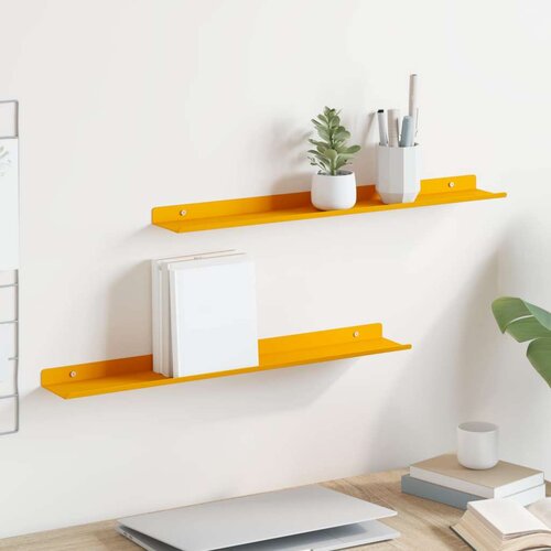  Polica na zidu s policom Zidne 2 pcs Žuta 60 x 9 x 2 5 cm - žuta boja senfa 60 x 9 cm 2 Cijene