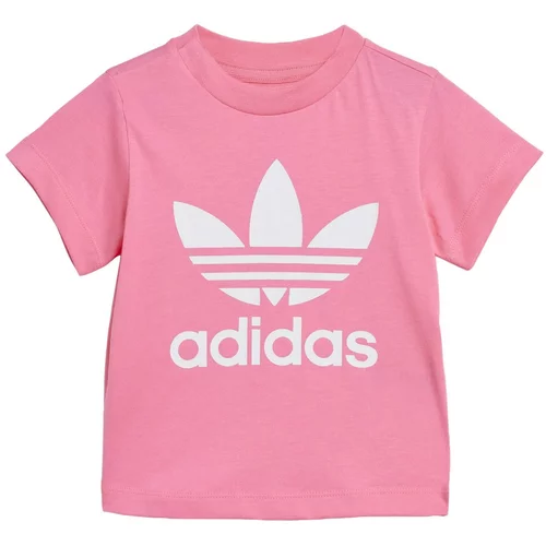 Adidas Majica 'Trefoil' roza / bela