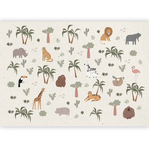  Foto tapeta - African Composition - Animals for the Children\&amp;#039;s Room on a Paper Background 150x105 Standard Slike