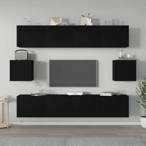  6-dijelni set TV ormarića crni od konstruiranog drva Cijene