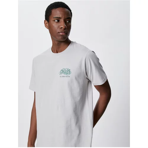 Koton Slogan Printed T-Shirt Slim Fit Crew Neck Cotton