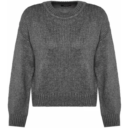 Trendyol Anthracite Wide fit Soft Textured Basic Knitwear Sweater