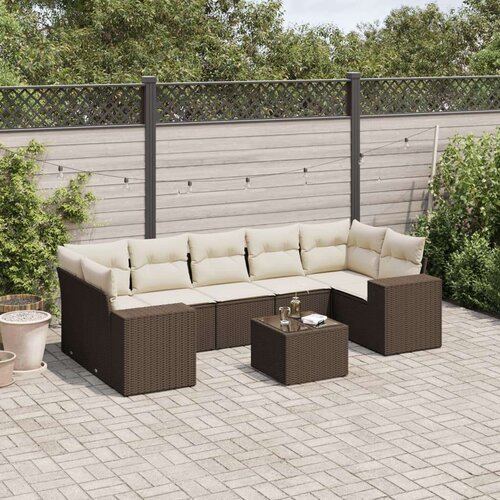 vidaXL 8-dijelni set vrtnih sofa s jastucima smeđi od poliratana Cijene