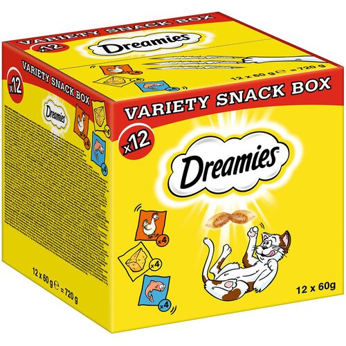 Dreamies Mixbox - 12 x 60 g Mixbox (piščanec, sir, losos) Cene