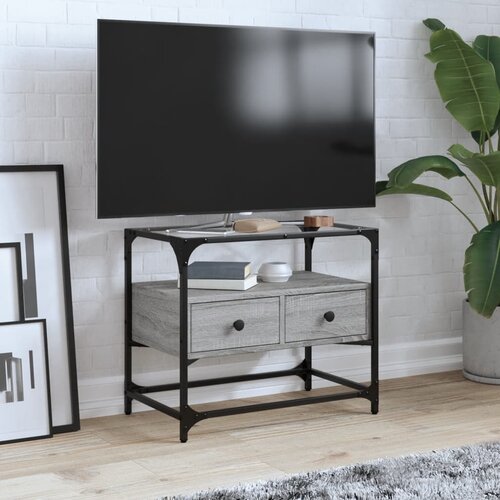 TV ormarić sa staklenom površinom boja hrasta 60x35x51 cm drvo Cene