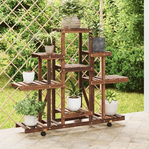 vidaXL Stojalo za rastline s kolesi 110x25x101 cm trden les jelke Cene