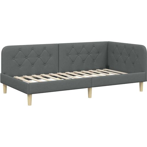 VidaXL Kutni okvir kreveta Tamno siva 100 x 200 cm tkanina Slike