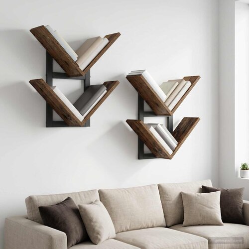  Floating polica za zid 2 kom. Staro drvo 43 x 15 x 47 cm Slike