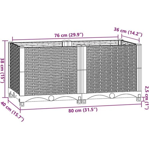  Povi&amp;scaron;ena gredica 80x40x38 cm od polipropilena Slike