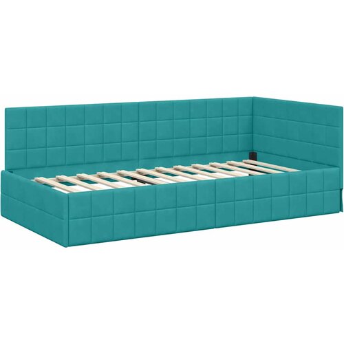  Kutni krevetni okvir s madracem 2 kom. Tirkizna 100 x 200 cm Slike