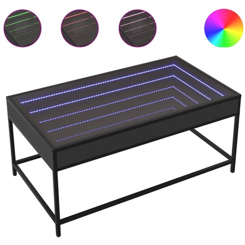 Maison Chic Klubska mizica - kavna mizica - Nizka mizica z neskončnimi LED lučkami črna 90x50x41 cm, (21751943) Slike