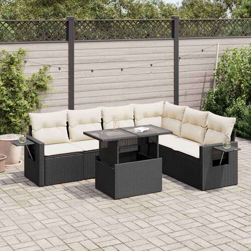  7-dijelni set vrtnih sofa od poliratana s jastucima crni Cijene