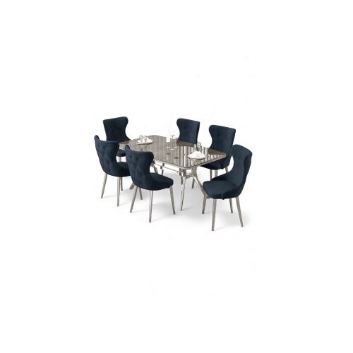 Hanah home Rasklopivi trpezarijski sto i stolice (7 delova) Esla Anthracite Chrome Cene