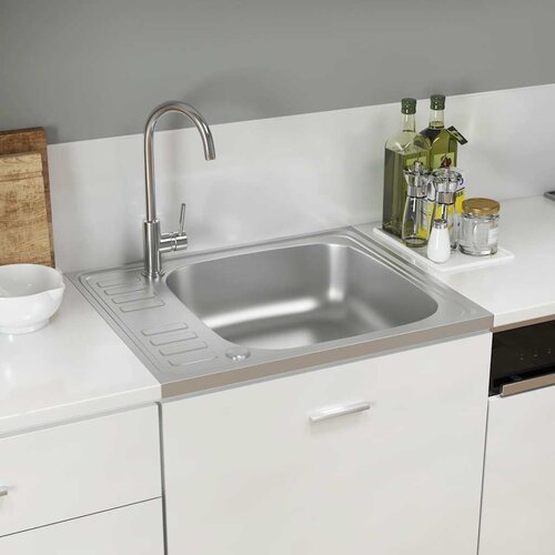  Kuhinjski sudoper s cjedilom srebrni 600 x 500 x 155 mm čelični Cijene