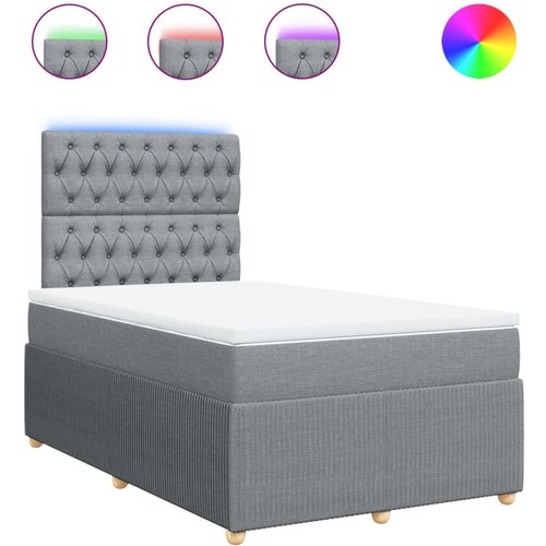 vidaXL Box spring postelja z vzmetnico svetlo siva 120x200 cm blago, (21304839) Cene