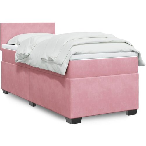 vidaXL Box spring krevet s madracem ružičasti 90x190 cm baršunasti Cijene