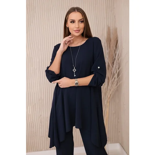 Kesi Włoski Set of blouse + pants with pendant navy blue