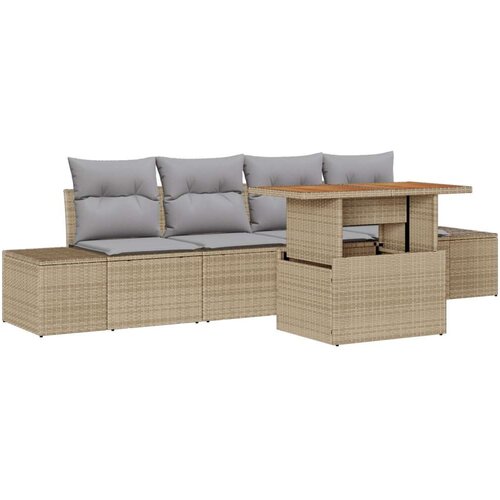  Set vrtnih sofa od 5 dijelova s jastučićima bež poli ratan Cijene