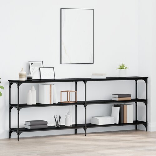 VidaXL konzolna miza črni hrast 200x29x75 cm inženirski les Slike