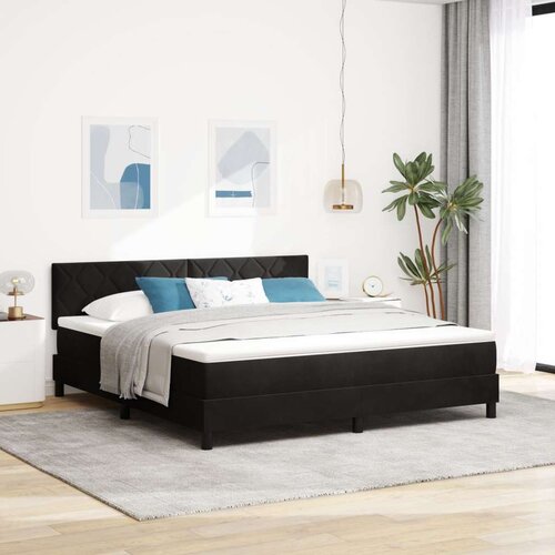 vidaXL Box Spring Postelja z Vzmetnico Črna Super King Žamet Cene