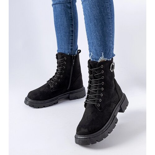 Gemre Black eco-suede boots with rhinestones Broberg Slike