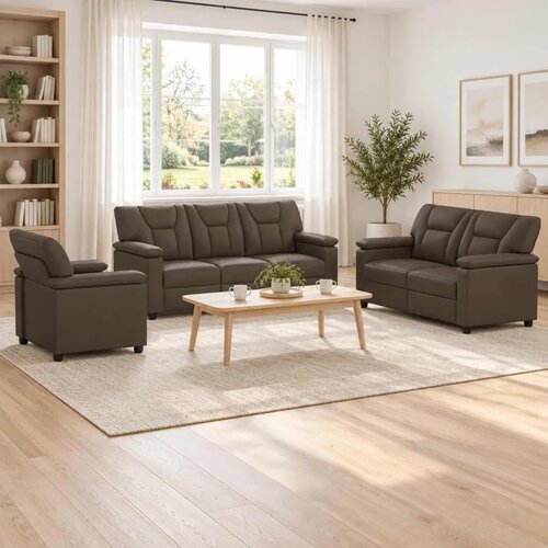  Set sofe 3 pcs Siva Umjetna koža - Siva 1-sjedalna + 2-sjedalna (140 cm) + 3-sjedalna Cijene