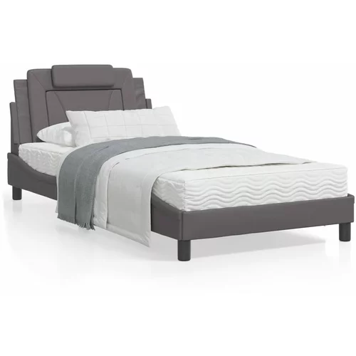  Krevet s madracem sivi 100 x 200 cm od umjetne kože
