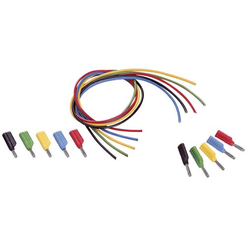 Voltcraft Merilni kabli-komplet [lamelni vtič 4 mm - lamelni vtič 4 mm] 1 m črne barve\, rdeče barve\, modre barve\, rumene barve\, zelene barve MS-4041, (20422432) Slike