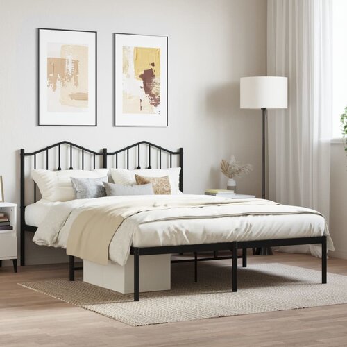 VidaXL Metalni okvir za krevet s uzglavljem crni 140x200 cm Slike