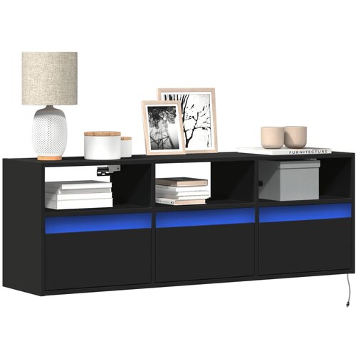 VidaXL Stenska TV omarica z LED lučkami črna 130x31x45 cm Slike