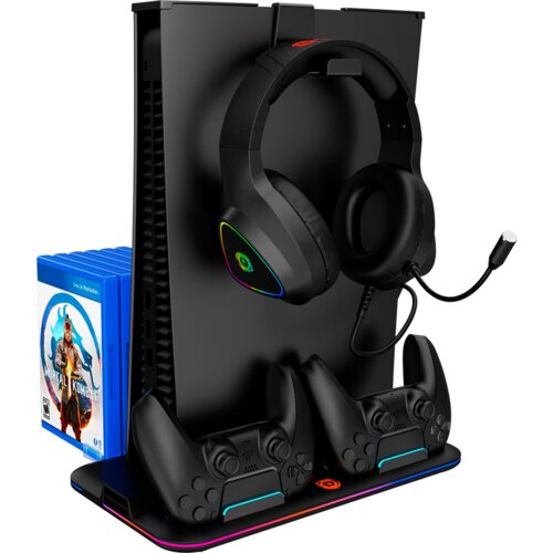 Canyon CS-5, PS5 Charger stand, with RGB light, 315*185*28mm, with 23CM+0.5cm cable, 475±10g, Black Cijene