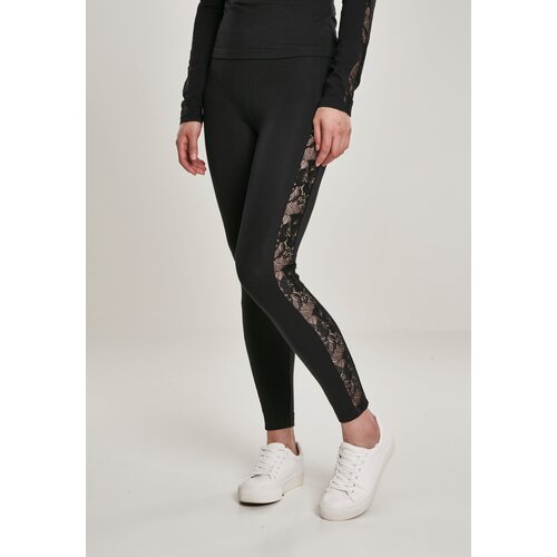UC Ladies Women&amp;#039;s Striped Lace Leggings Black Slike