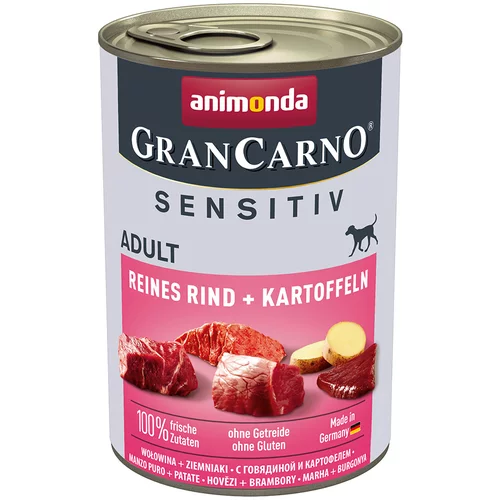 Animonda GranCarno Adult Sensitive 24 x 400 g - Čista govedina i krumpir