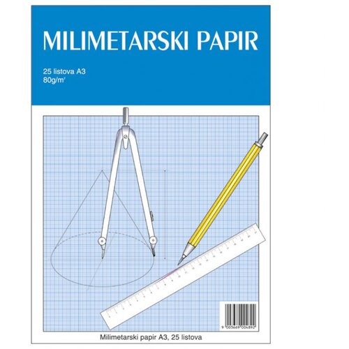  TEKA-MILIMETARSKI BLOK A3 25 LISTOVA ZA TEHNIČKO CRTANJE EDUCA Cene