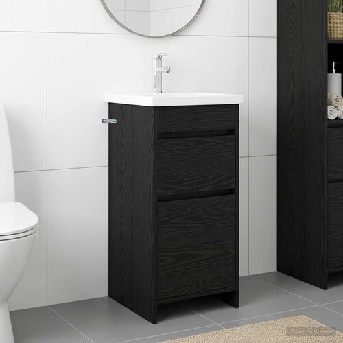  Kupaonski umivaonik s sudoperom Crni hrast 42 x 40 x 84,5 cm Cene