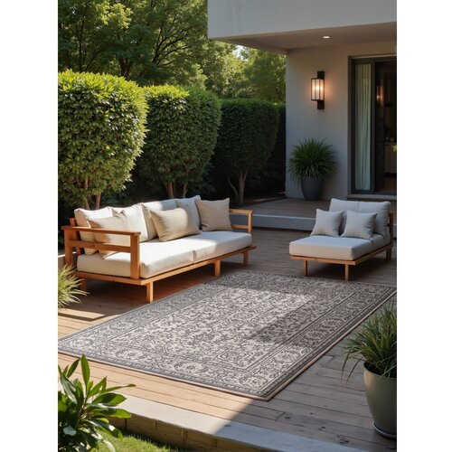 NORTHRUGS Sivo-slonoko&amp;scaron;čena notranja in zunanja preproga 120x170 cm Duet Kona &amp;ndash; Slike