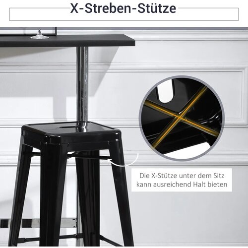  Set od 4 metalne barske stolice za unutarnju i vanjsku upotrebu složive crne Slike