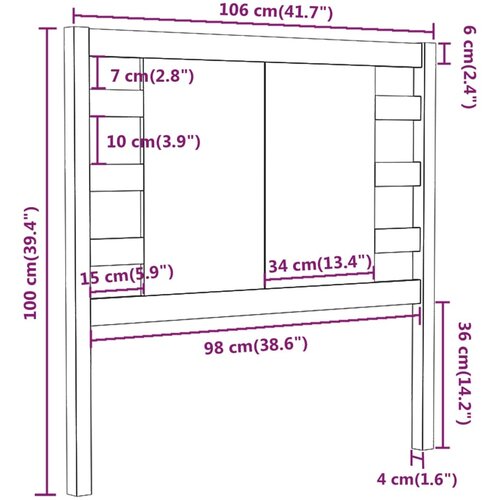  Uzglavlje crno 106 x 4 x 100 cm od masivne borovine Slike