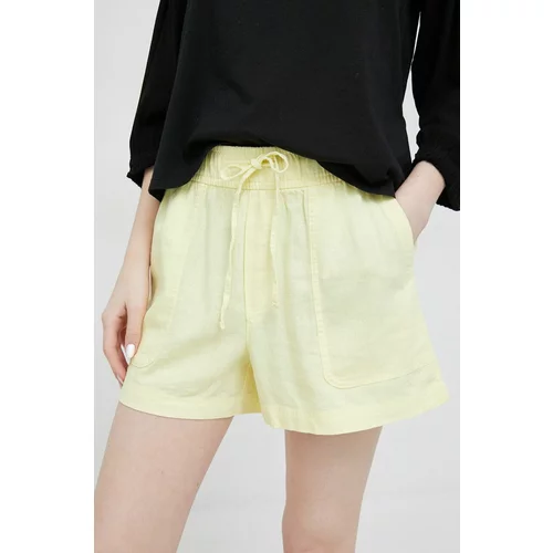 GAP Lanene kratke hlače boja: žuta, glatki materijal, visoki struk